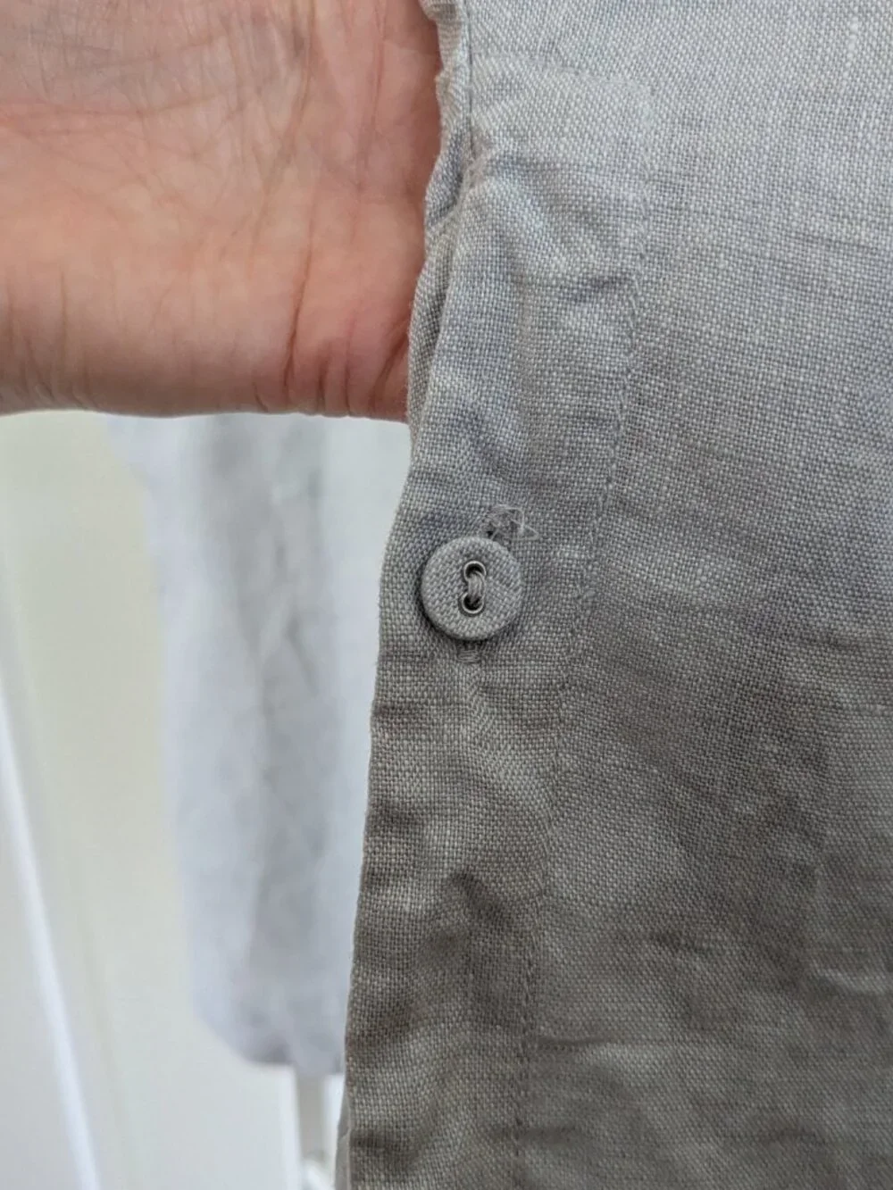 Organic Gray Linen POETRY Boxy Top Short Sleeve | Size 10 | Fully Lined - Picture 7 of 13